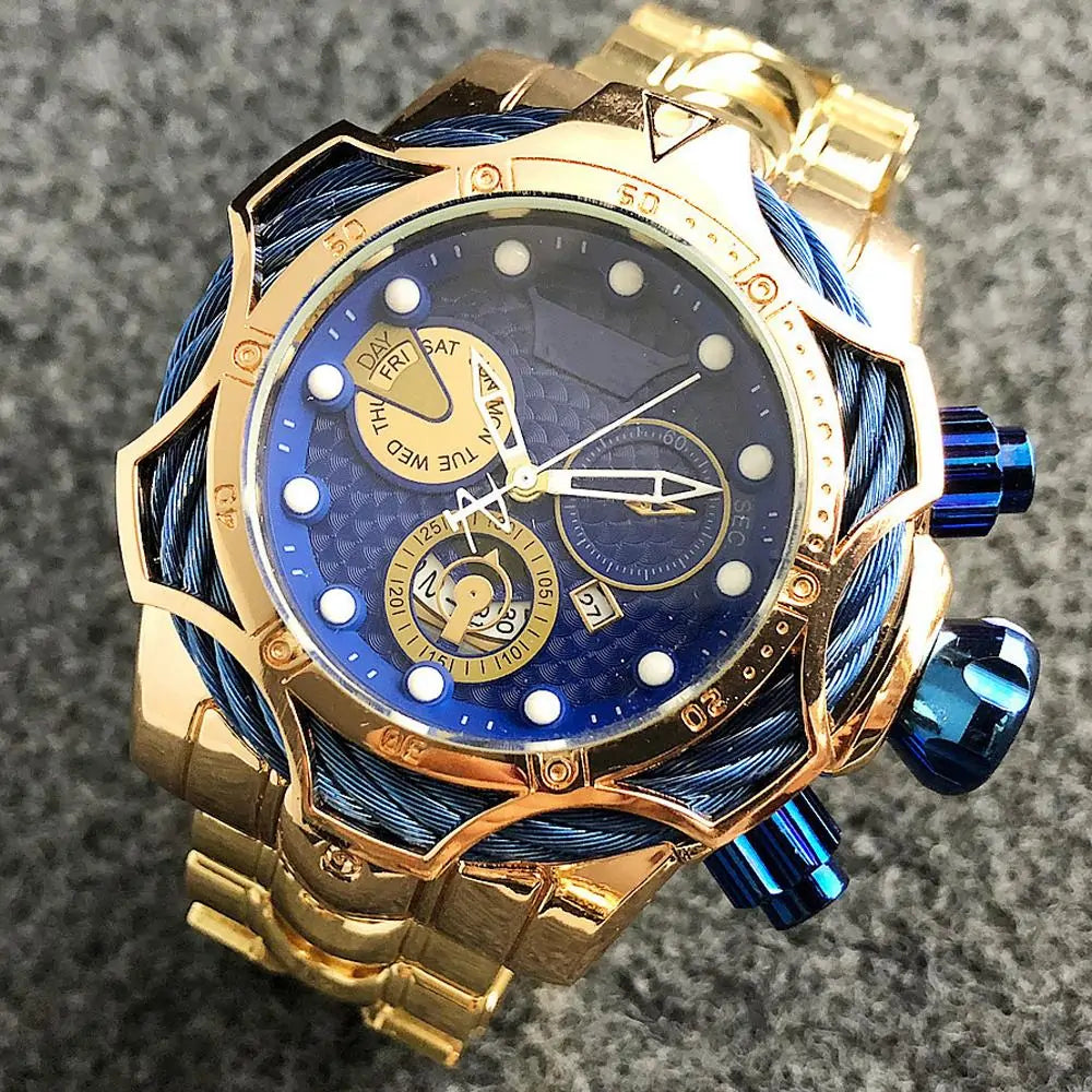 Golden Waterproof Quartz Luxury Watch