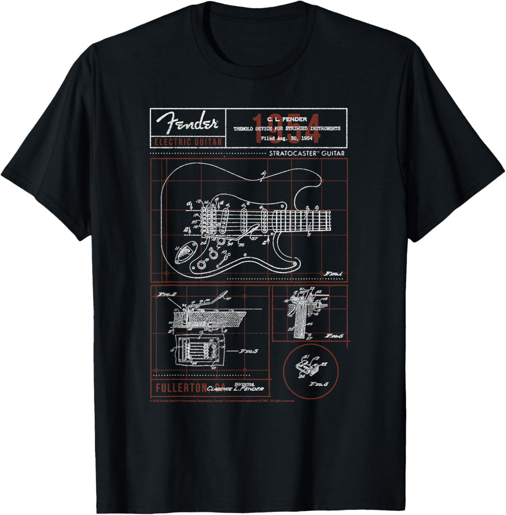 Fender Stratocaster Diagram Boxes Guitar Camiseta