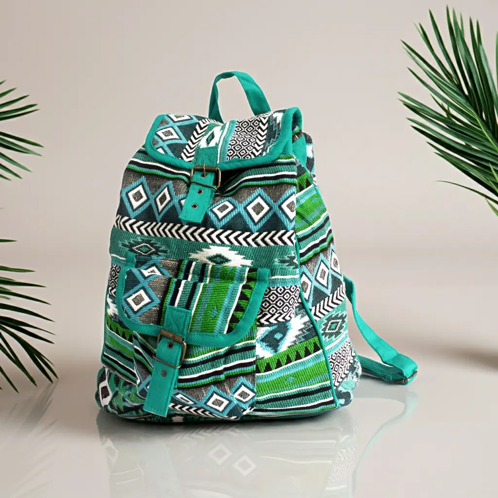 Bolso nepalí - Mochila verde azulado
