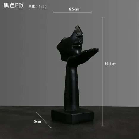 Abstract Face & Hand Resin Sculpture – Modern Home Décor Accent