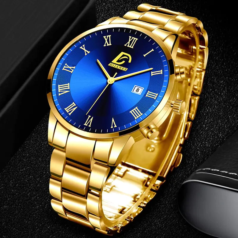 Men's Gold and Blue Watch
