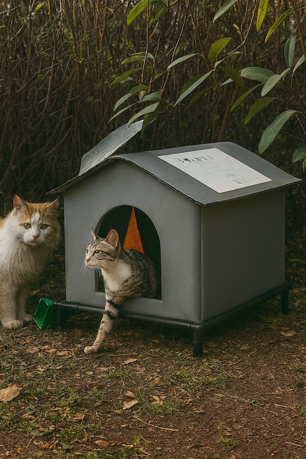 Outdoor Winter Cat Shelter – Waterproof Warm House with Night Glow Safety