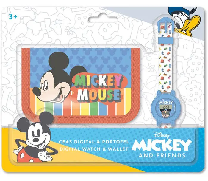 Conjunto Relógio Digital e Porta Moedas Mickey Mouse - Produto Licenciado Disney