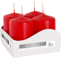Juego de 4 velas de pilar de 40 x 60 mm - Rojas