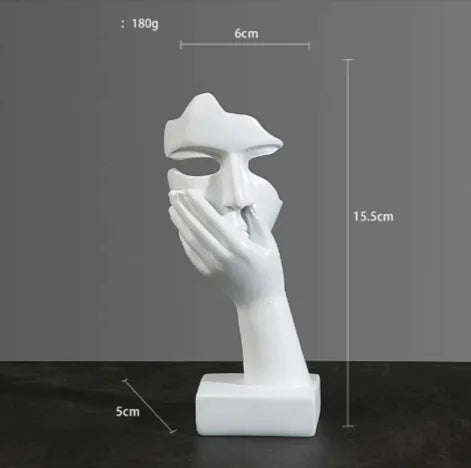 Abstract Face & Hand Resin Sculpture – Modern Home Décor Accent