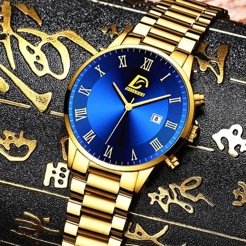 Men's Gold and Blue Watch