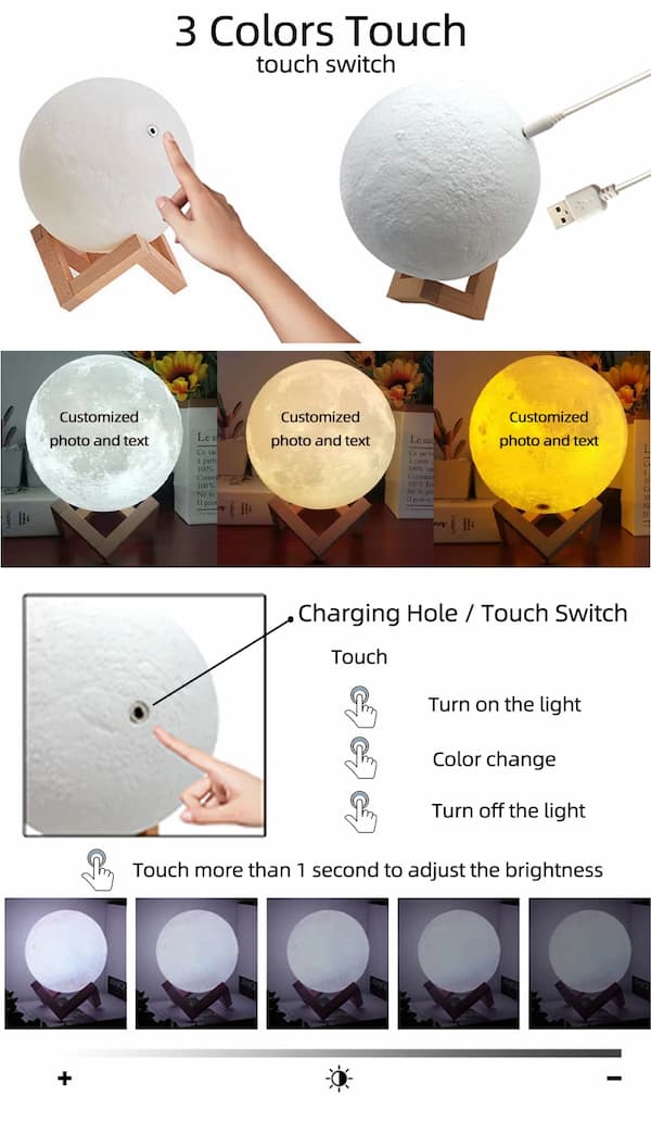 Personalized 3D Moon Lamp – Custom Pet Photo & Name Night Light | Heartfelt Pet Keepsake & Gift for Christmas