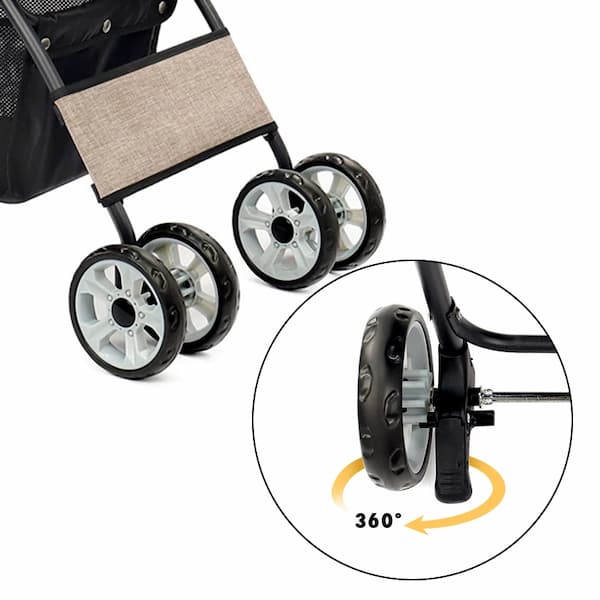 Foldable Pet Stroller – 4-Wheel Dog & Cat Pushchair with Storage Basket (Small & Medium Pets)