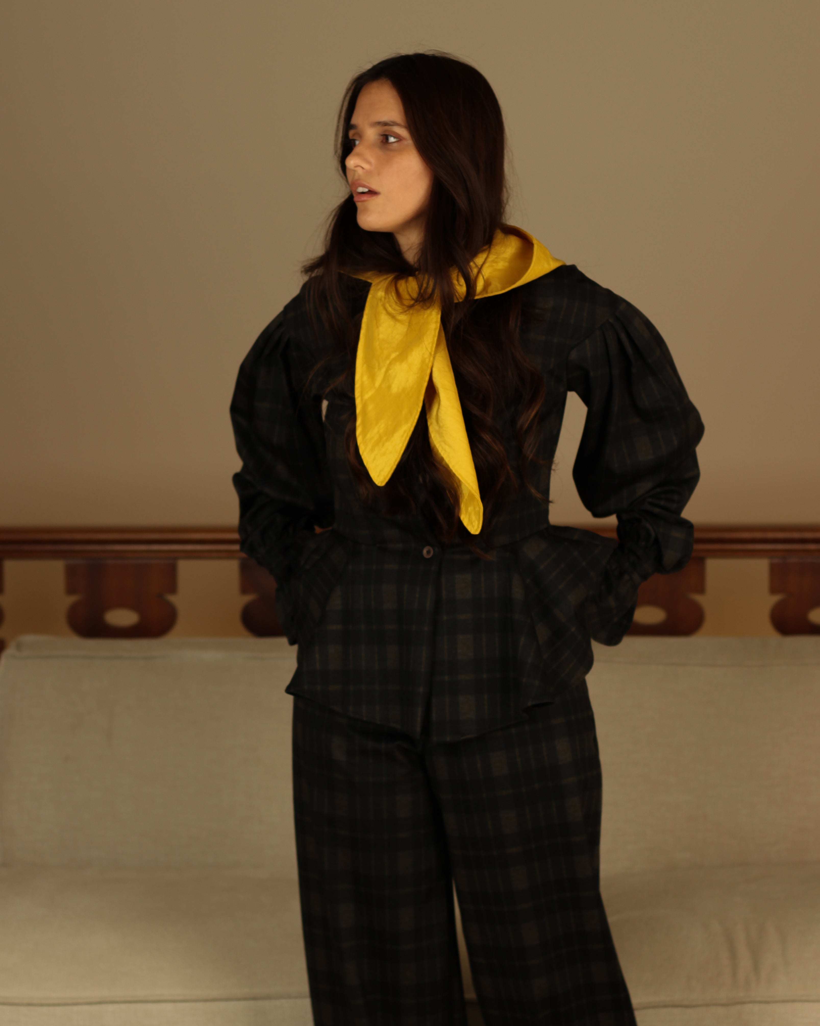 Blusa/Casaco Vichy com capuz | Mel Adulto