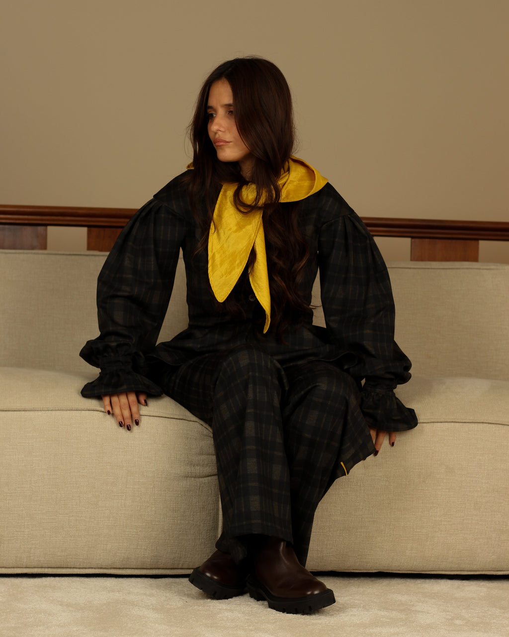 Blusa/Casaco Vichy com capuz | Mel Adulto