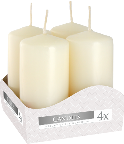 Conjunto de 4 Velas Pilares 40x80mm - Marfim