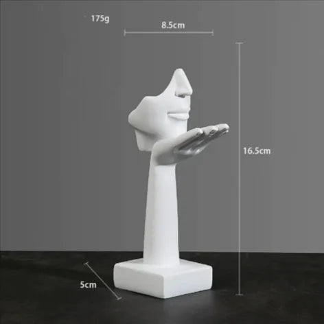 Abstract Face & Hand Resin Sculpture – Modern Home Décor Accent