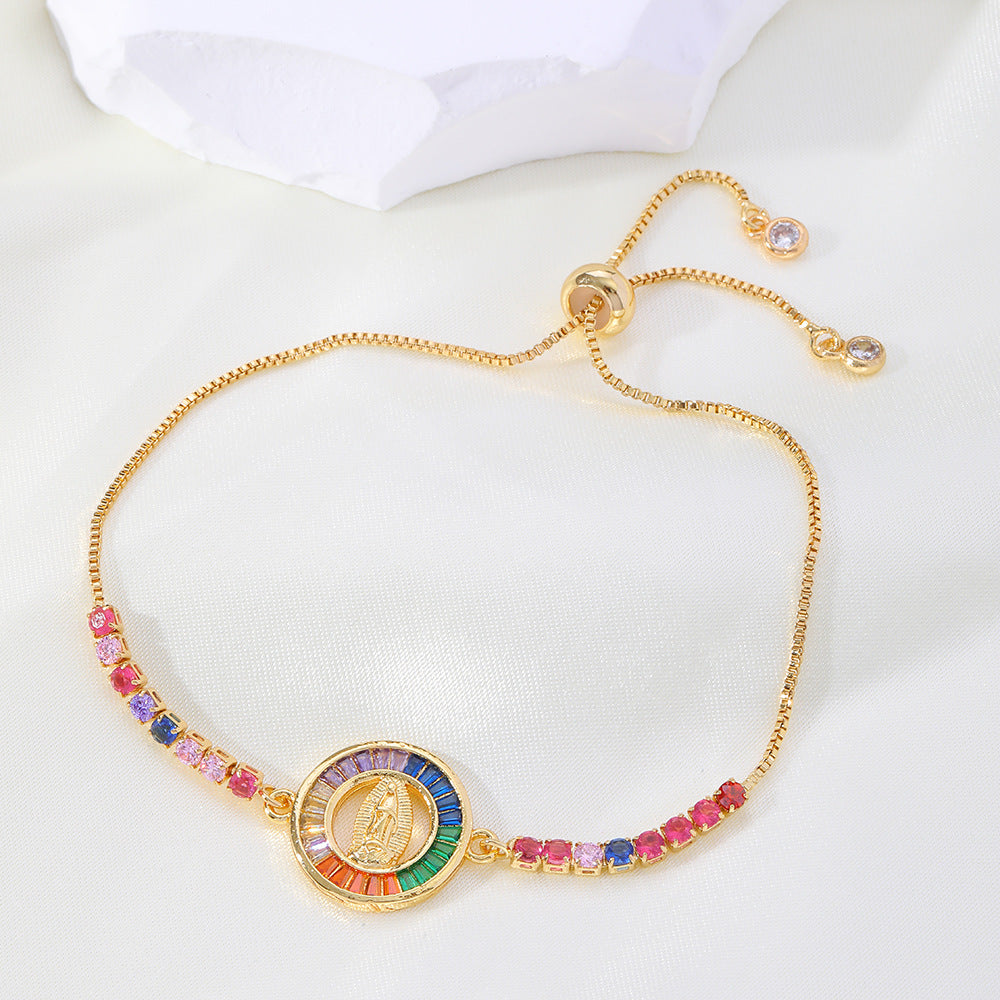 Our Lady bracelet with cubic zirconia.