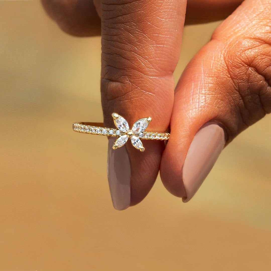 Butterfly Ring with Cubic Zirconia