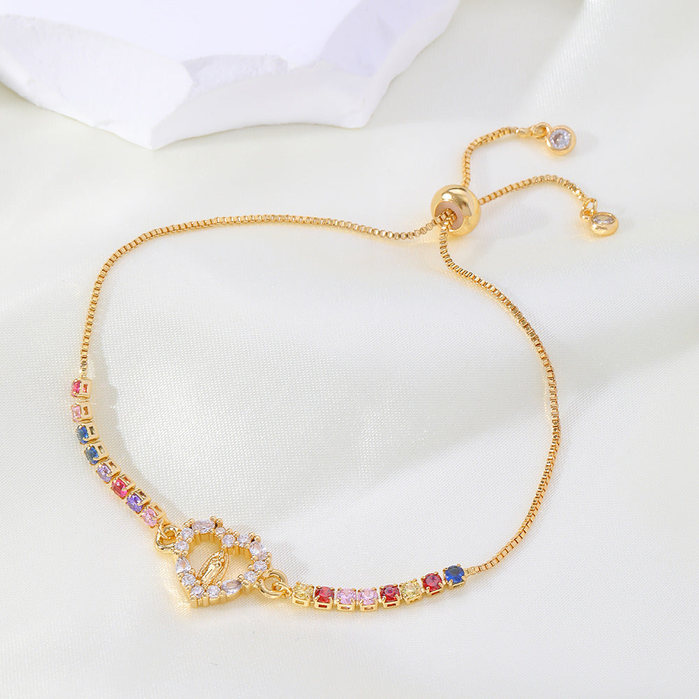 Our Lady bracelet with cubic zirconia.