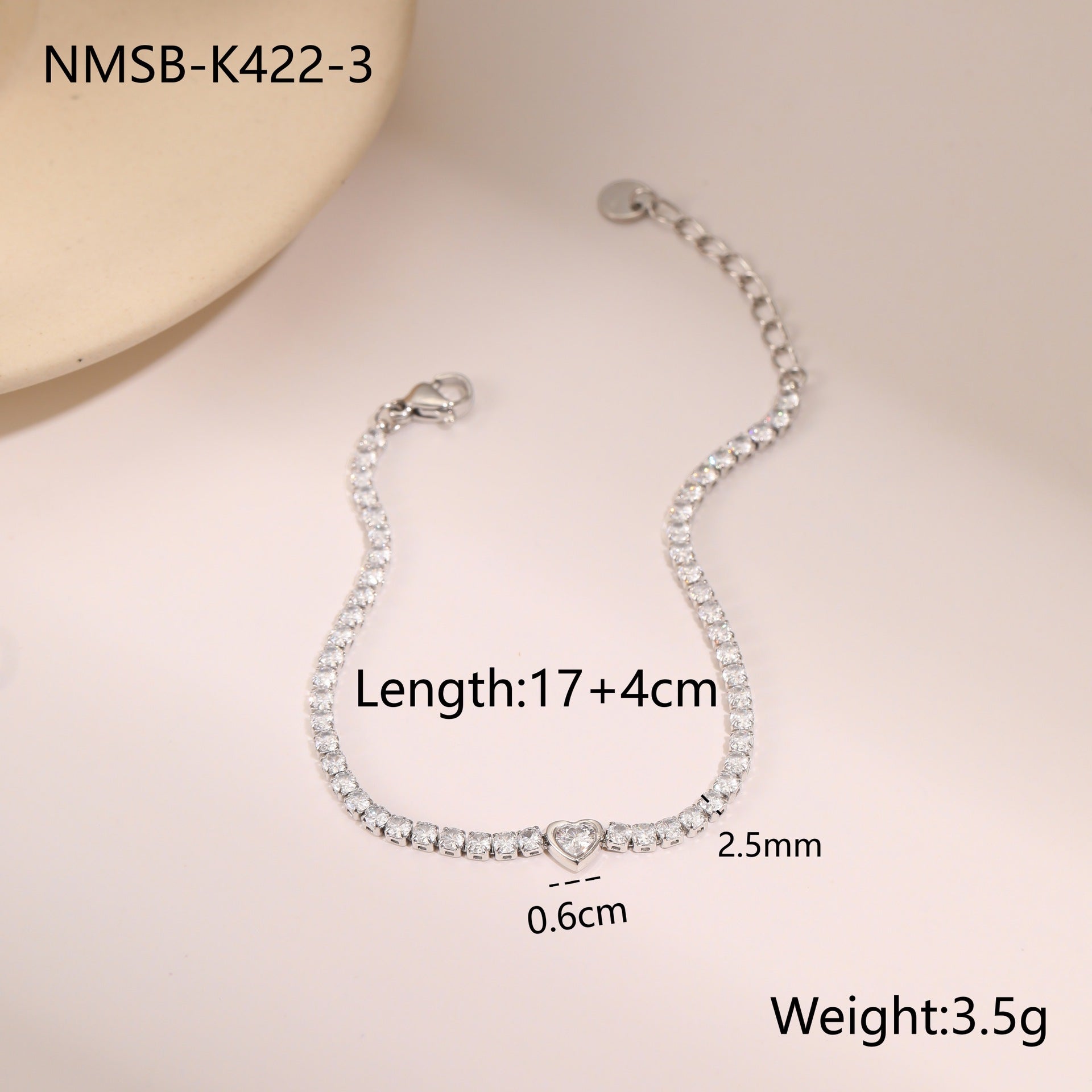 Pulsera de corazón de cristal