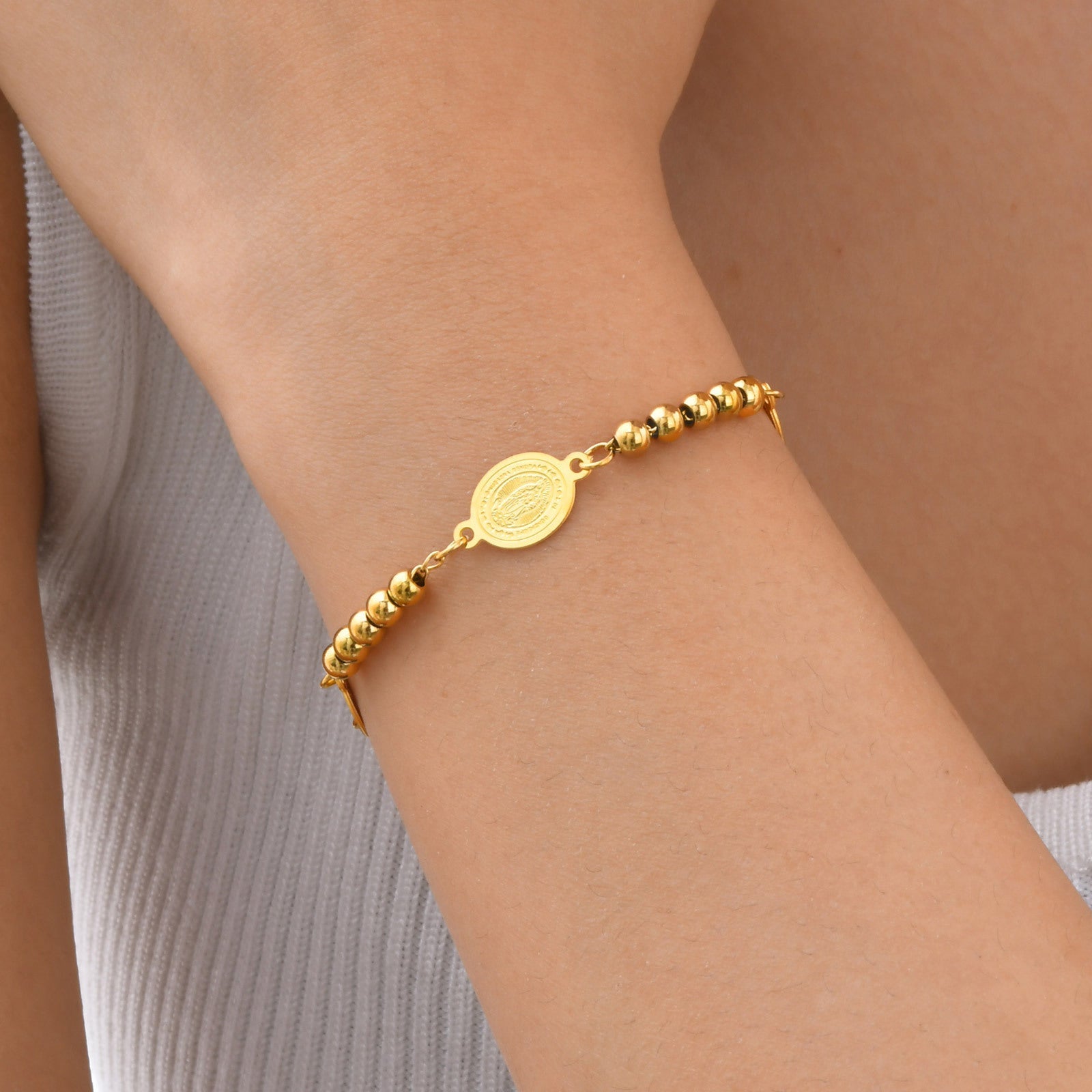 Pulseira Virgem Maria em Aço Inoxidável