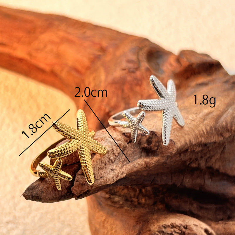 Anel Estrela do Mar em Aço Inoxidável