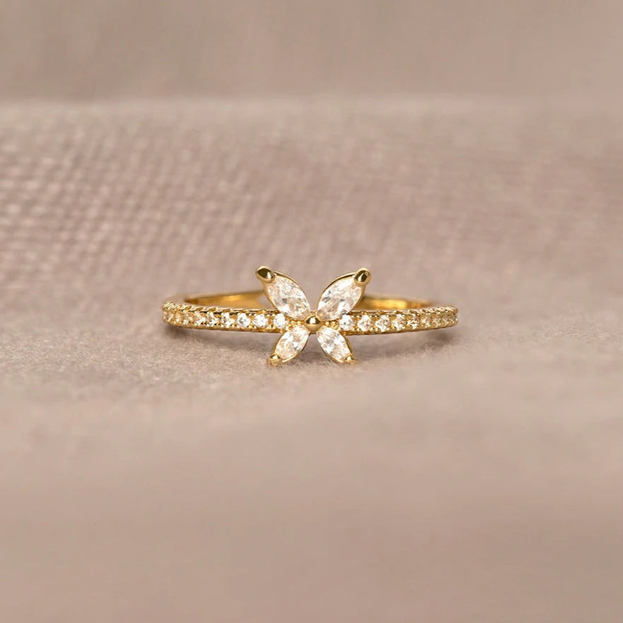 Butterfly Ring with Cubic Zirconia