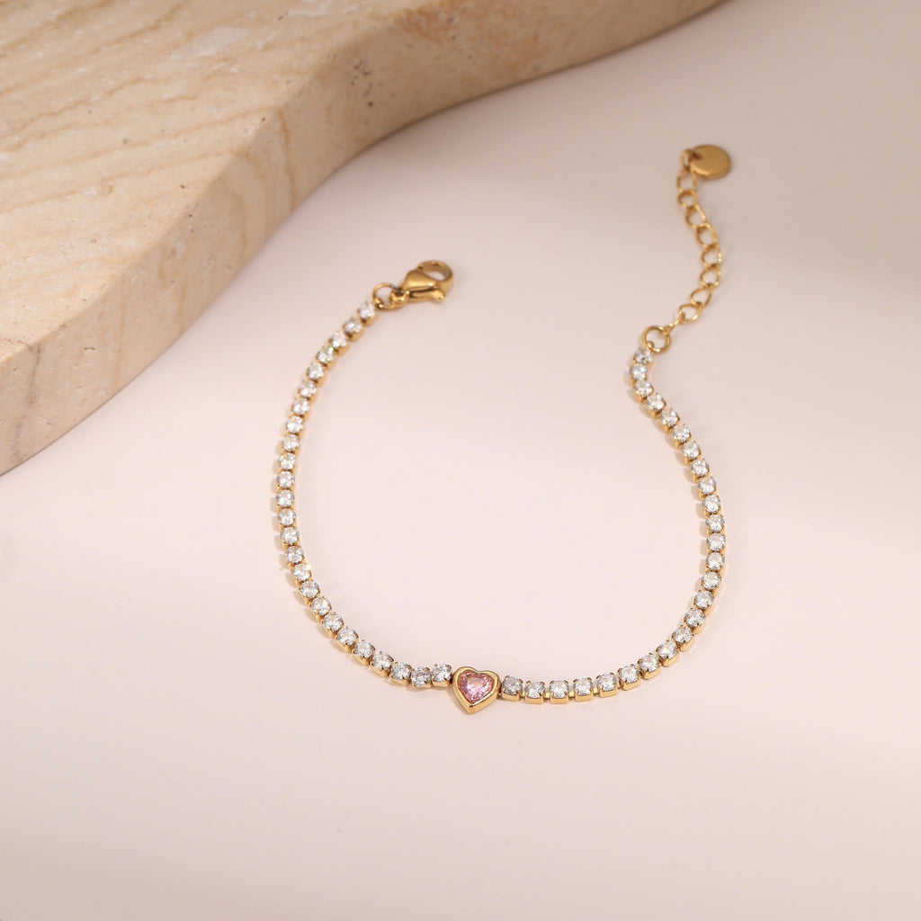 Pulsera de corazón de cristal