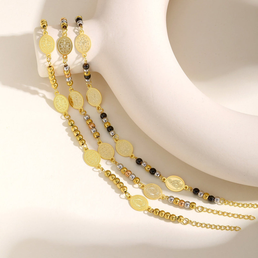 Pulseira Virgem Maria em Aço Inoxidável