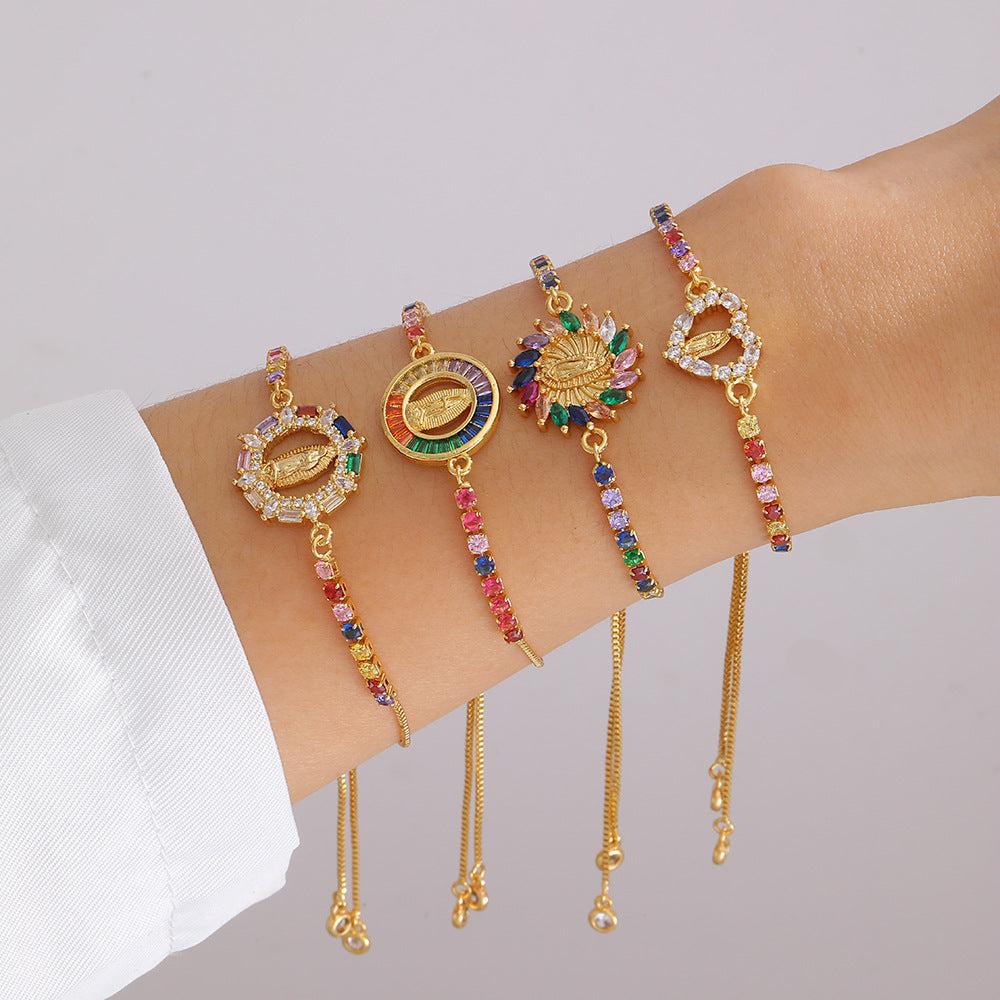 Our Lady bracelet with cubic zirconia.