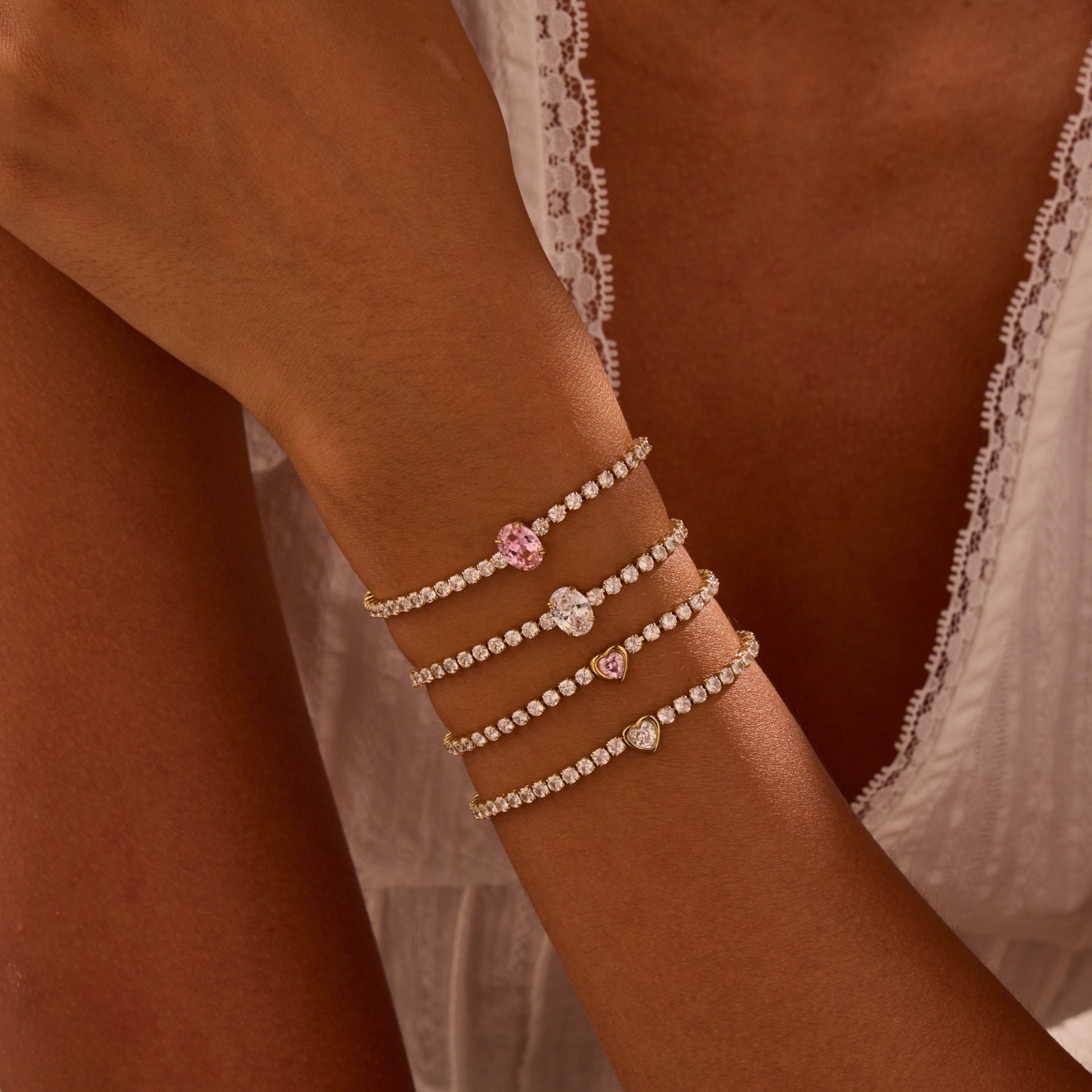 Pulsera de corazón de cristal