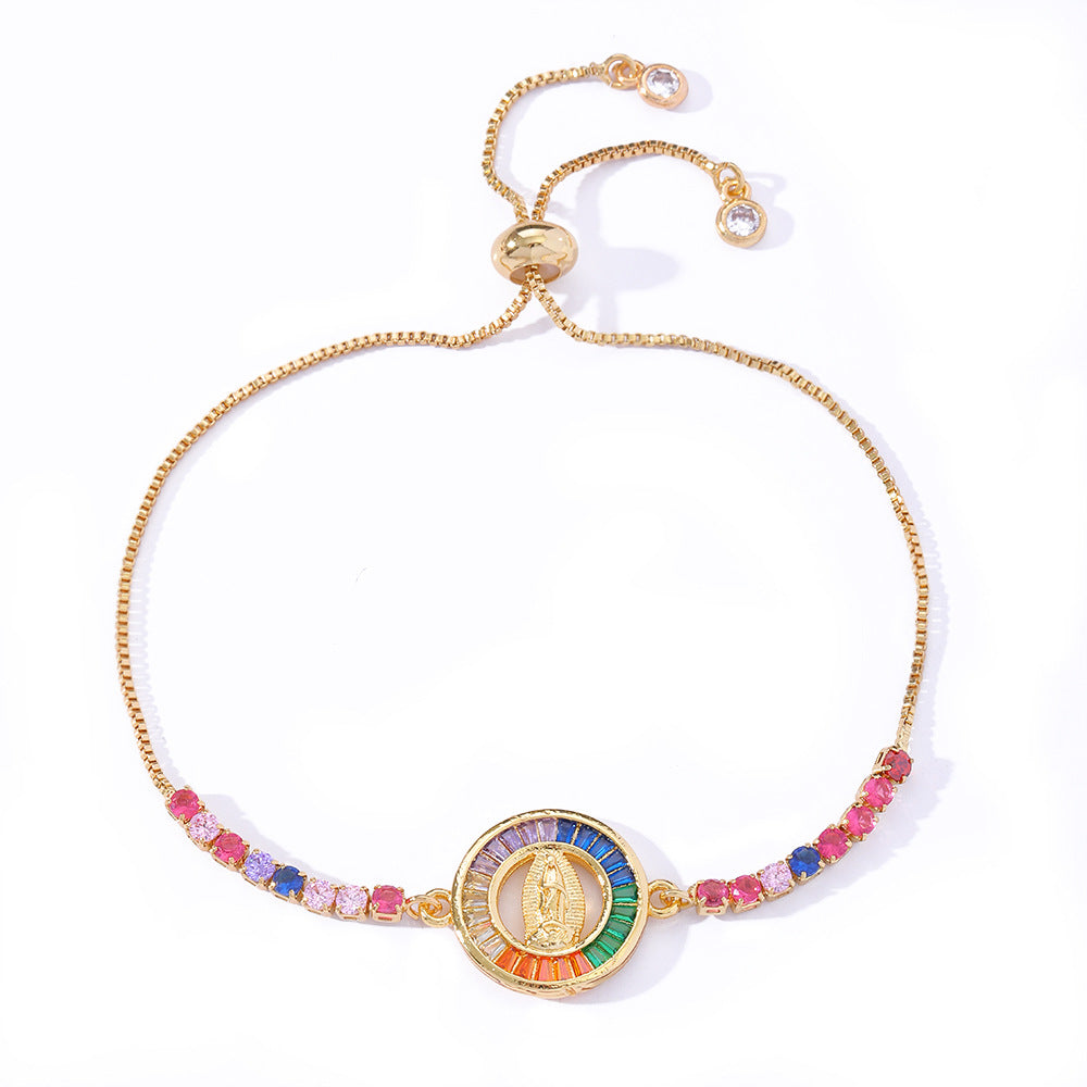 Our Lady bracelet with cubic zirconia.