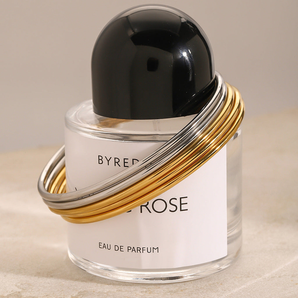 Set of 5 Simple Stainless Steel Bracelets