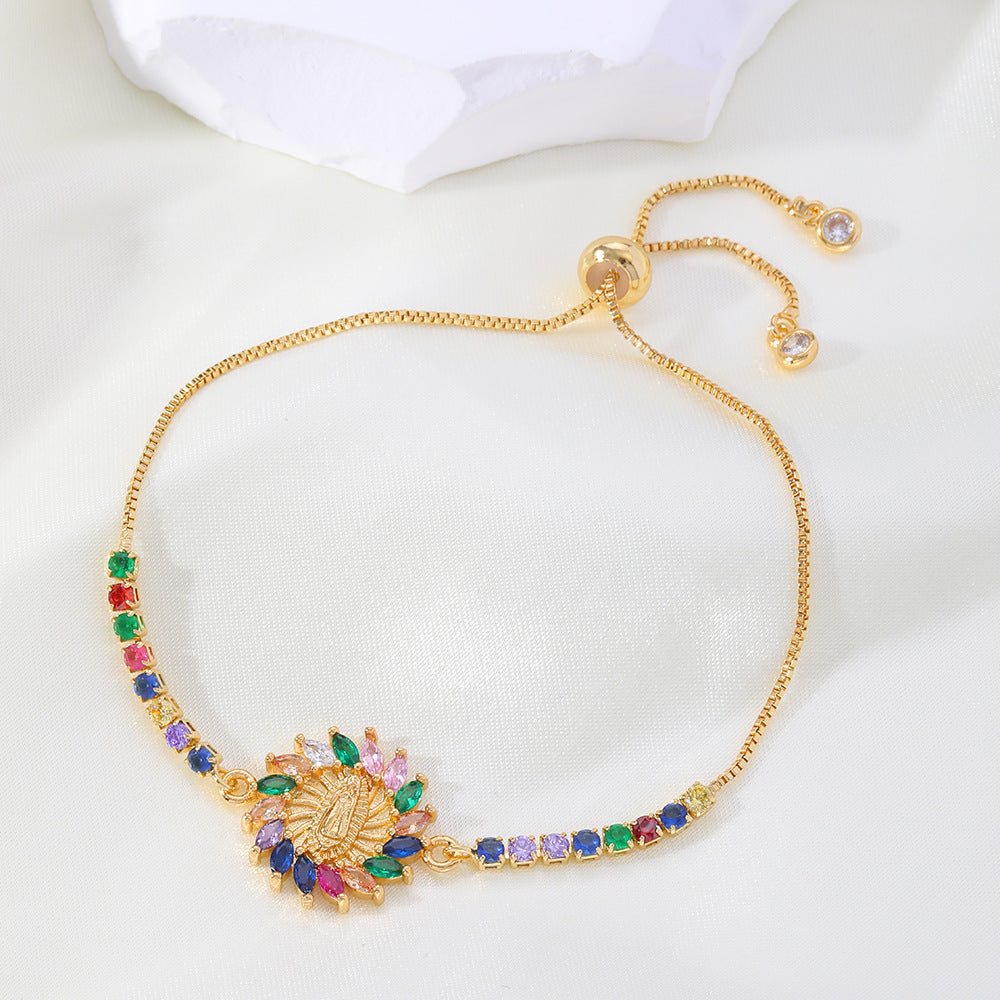 Our Lady bracelet with cubic zirconia.