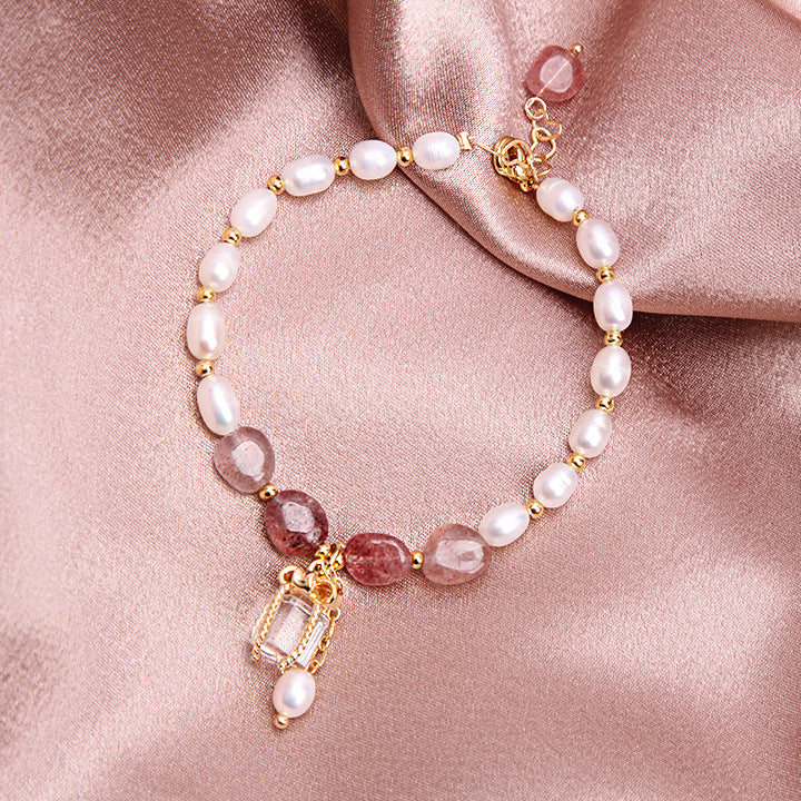 Pulsera de perlas y cristales naturales