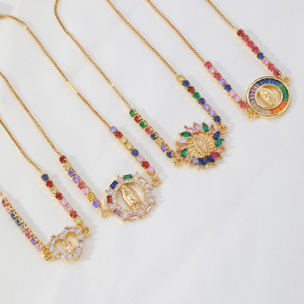 Our Lady bracelet with cubic zirconia.