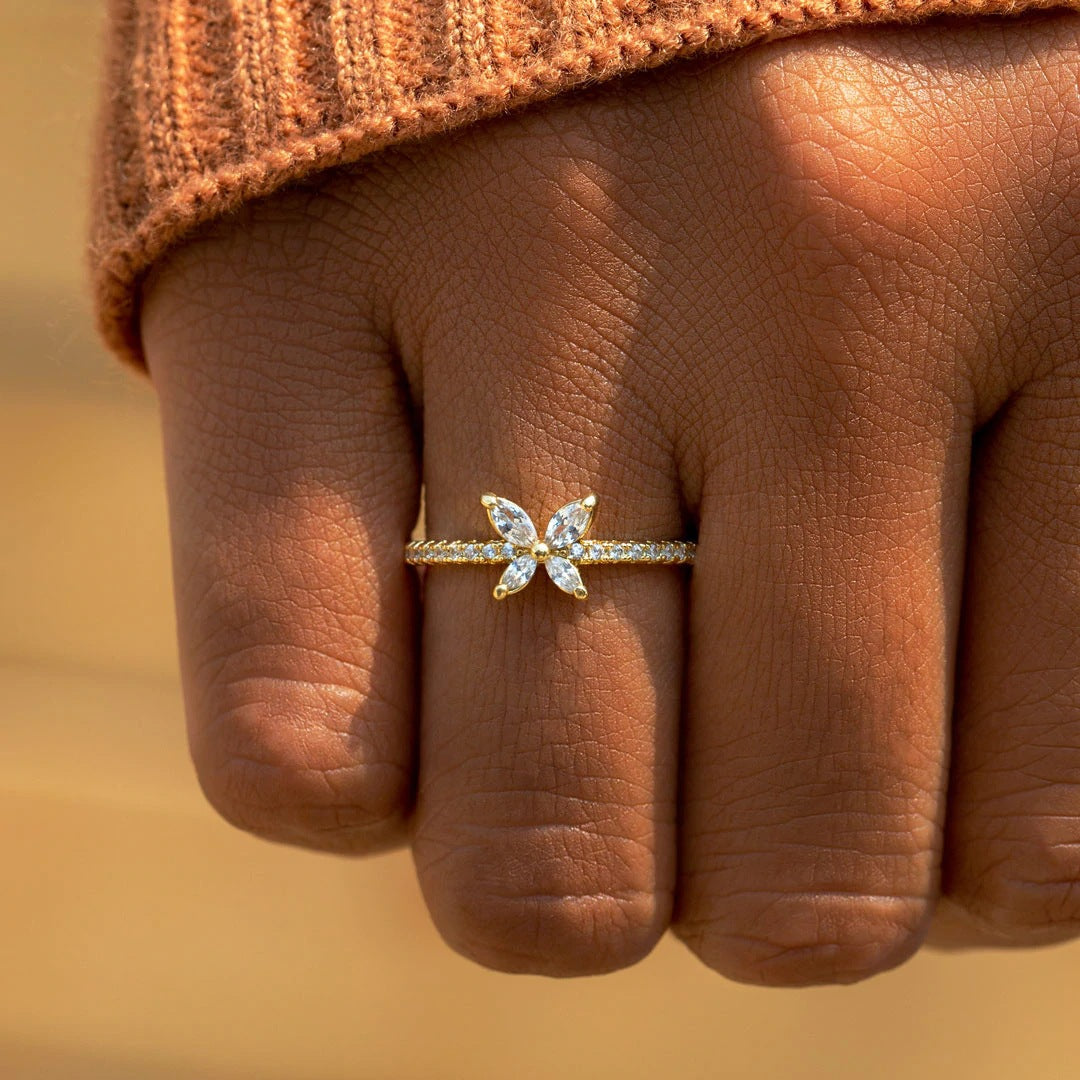 Butterfly Ring with Cubic Zirconia