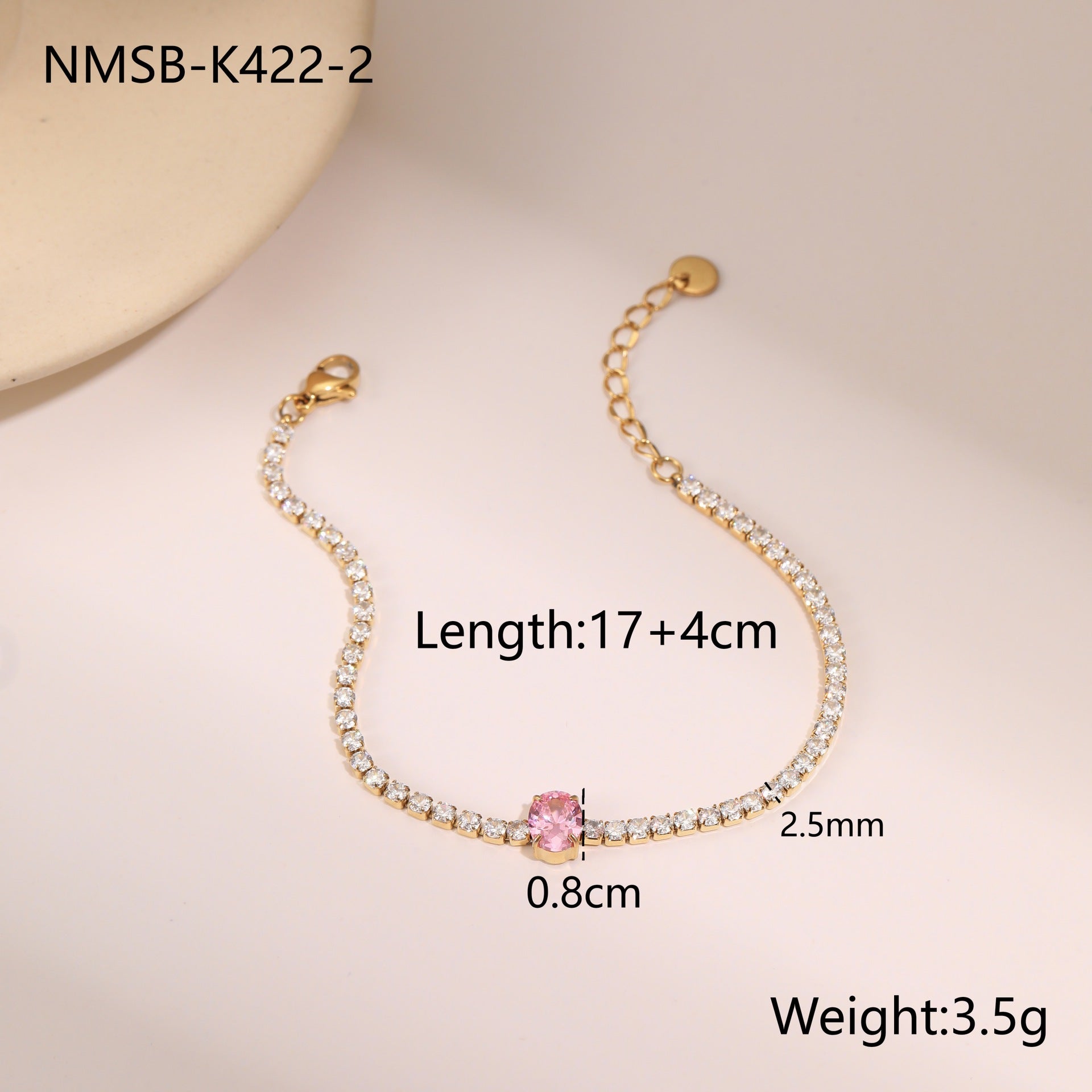 Pulsera de corazón de cristal