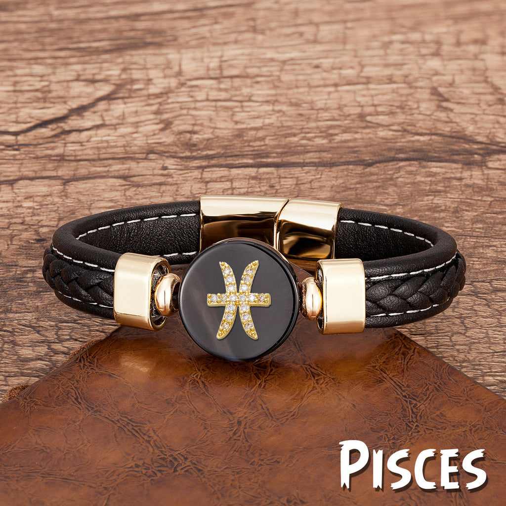 Pulseira Zodíaco de Couro