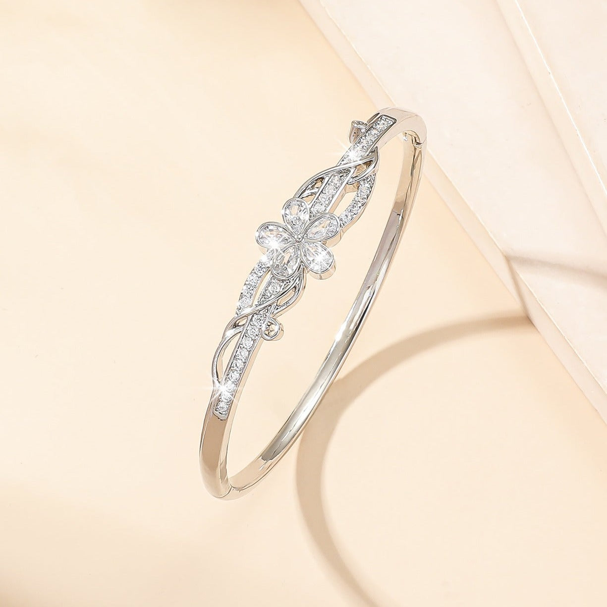 Minimalist bracelet with cubic zirconia.