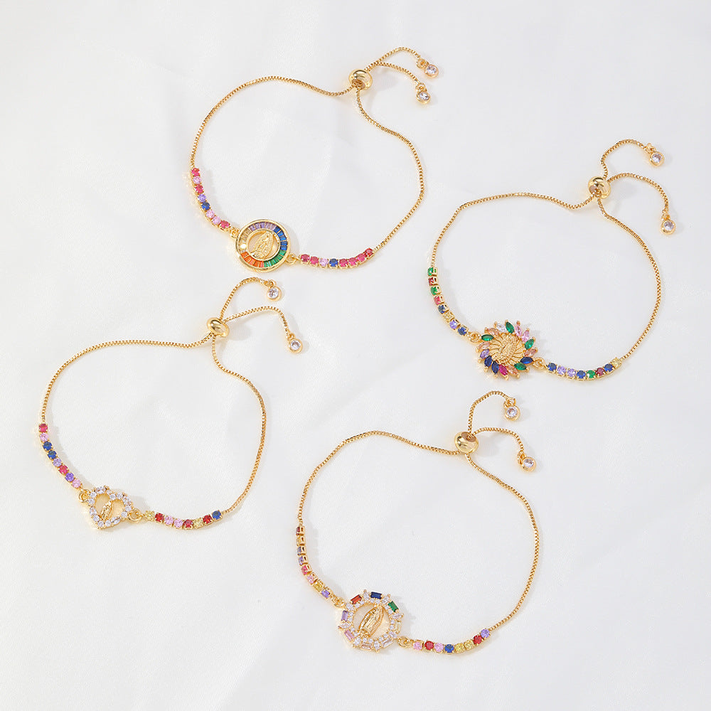 Our Lady bracelet with cubic zirconia.