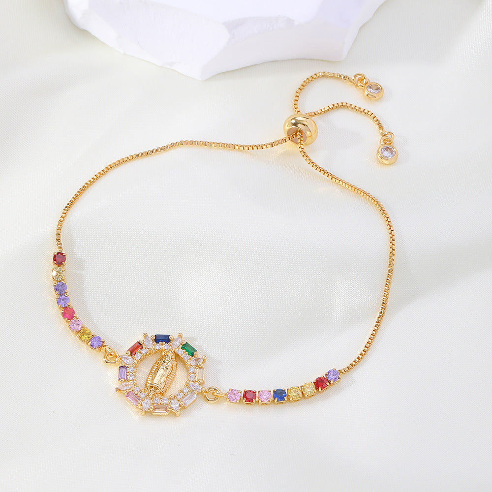 Our Lady bracelet with cubic zirconia.