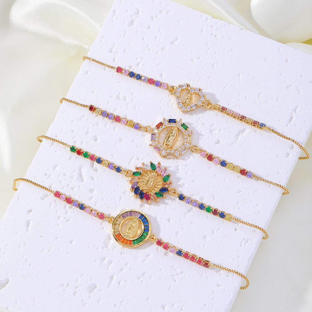 Our Lady bracelet with cubic zirconia.