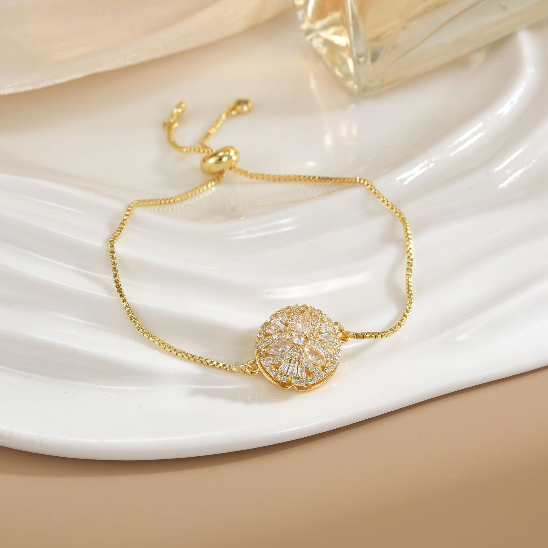 Flower Bracelet with Cubic Zirconia