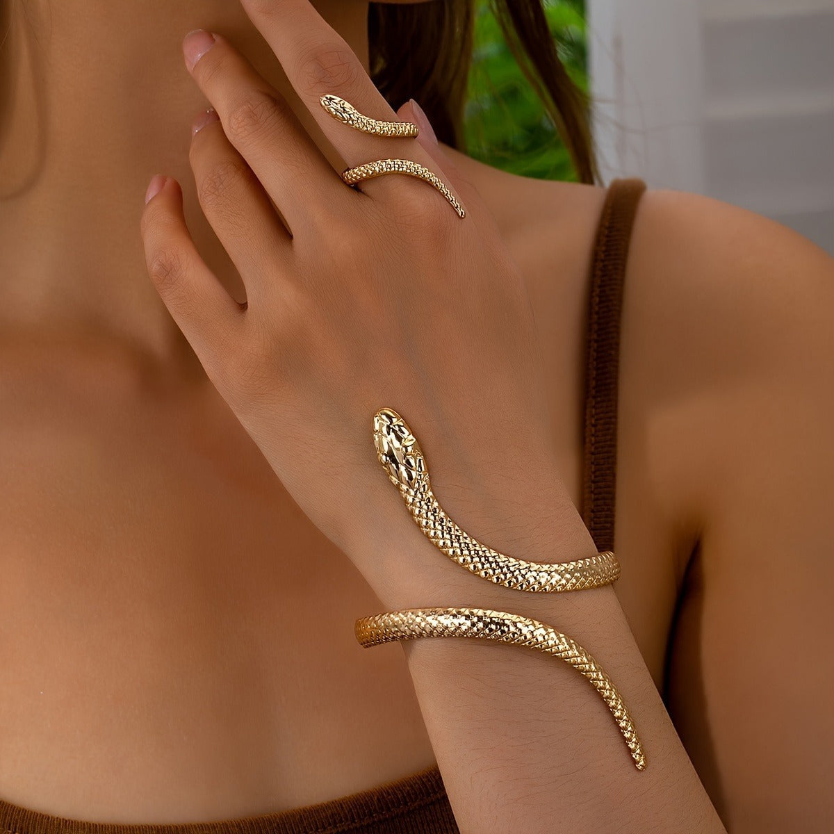 Pulsera y anillo de serpiente
