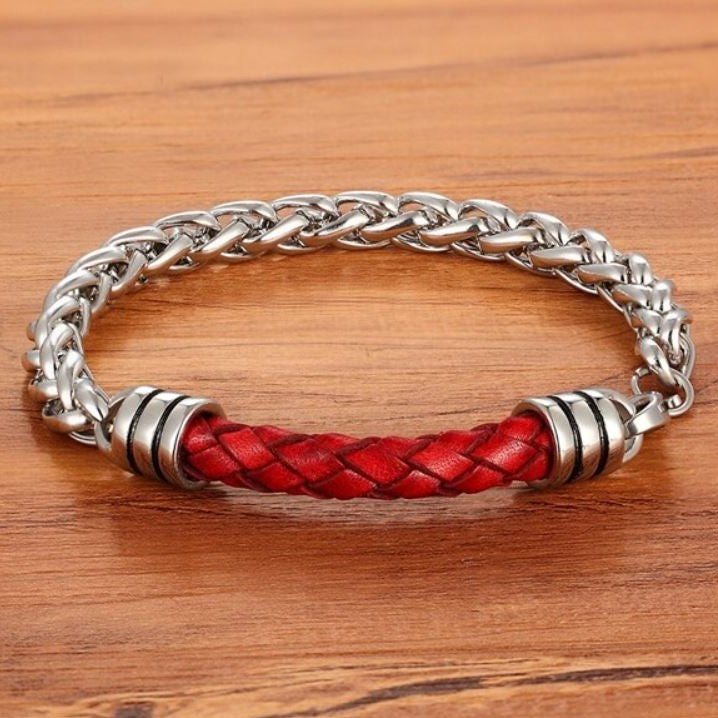 Leather and Stainless Steel Bracelet