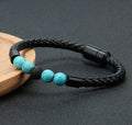 Leather and Natural Stone Bracelet