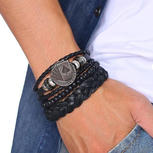 Pulseira Poker de Couro
