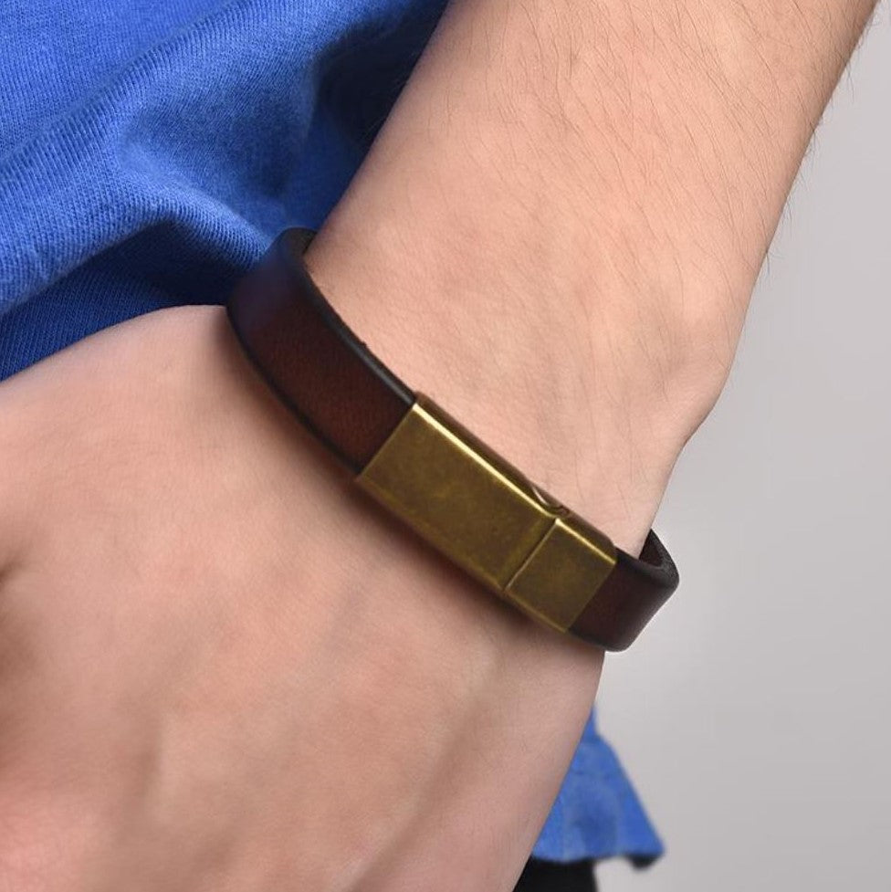 Leather and Stainless Steel Bracelet