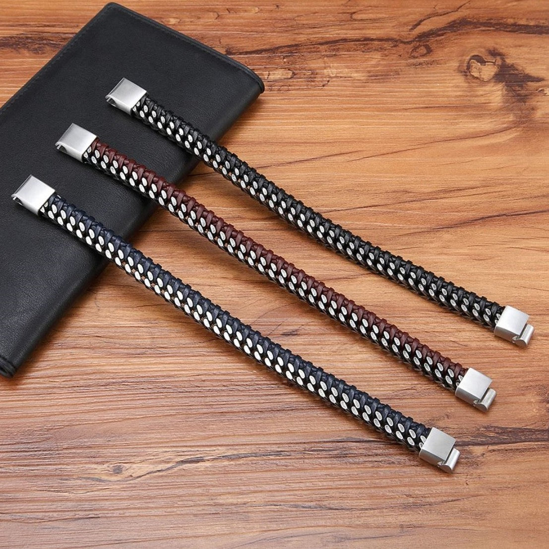 Leather and Stainless Steel Bracelet