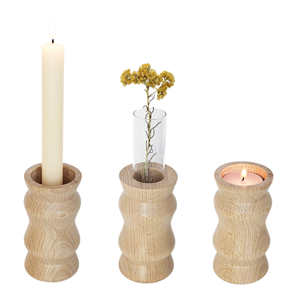 Vira 3 in 1 - Pure Wood I - Candle Holder / Tea Light Holder / Vase