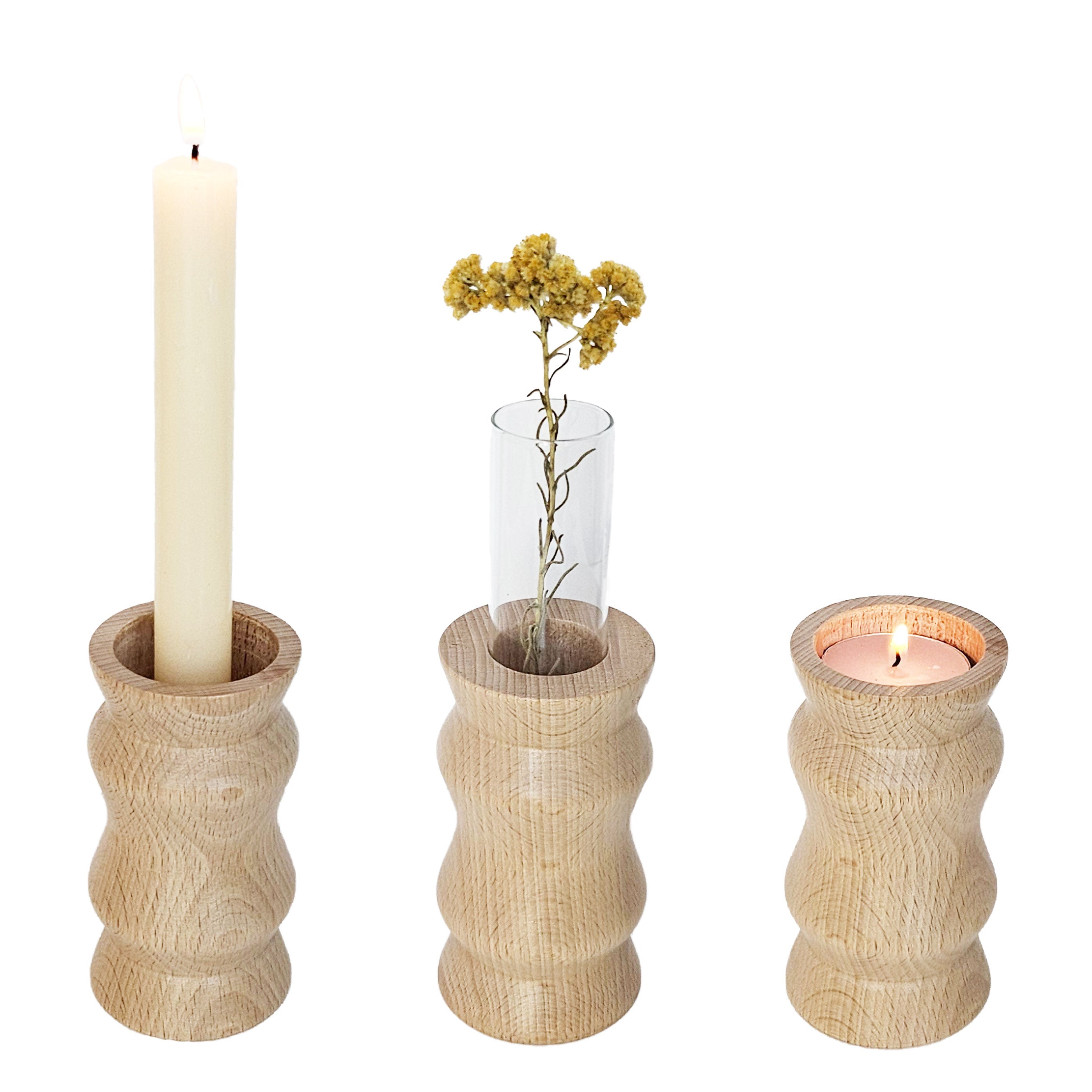 Vira 3 in 1 - Pure Wood I - Candle Holder / Tea Light Holder / Vase