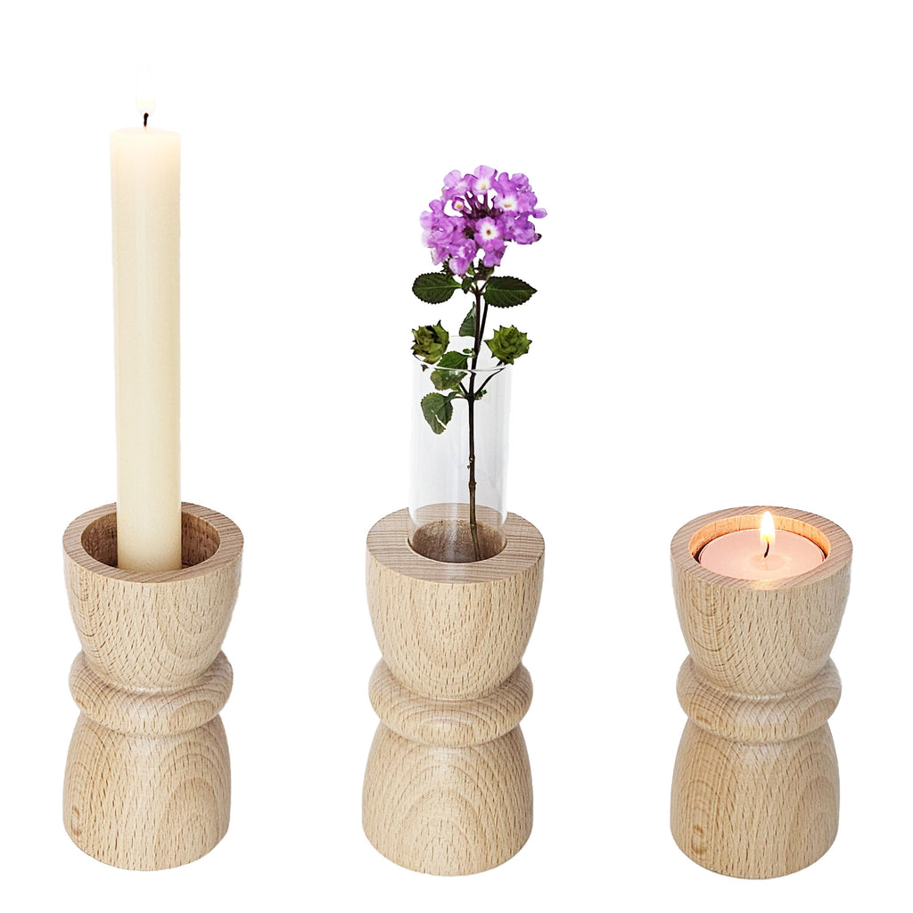 Turns 3 in 1 - Pure Wood III - Candle Holder / Tea Light Holder / Vase