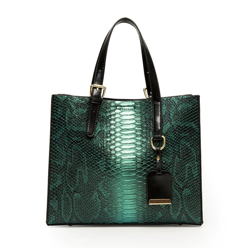 3-Piece Faux-Leather Handbag &amp; Wallet Set – Vintage Snakeskin Accent